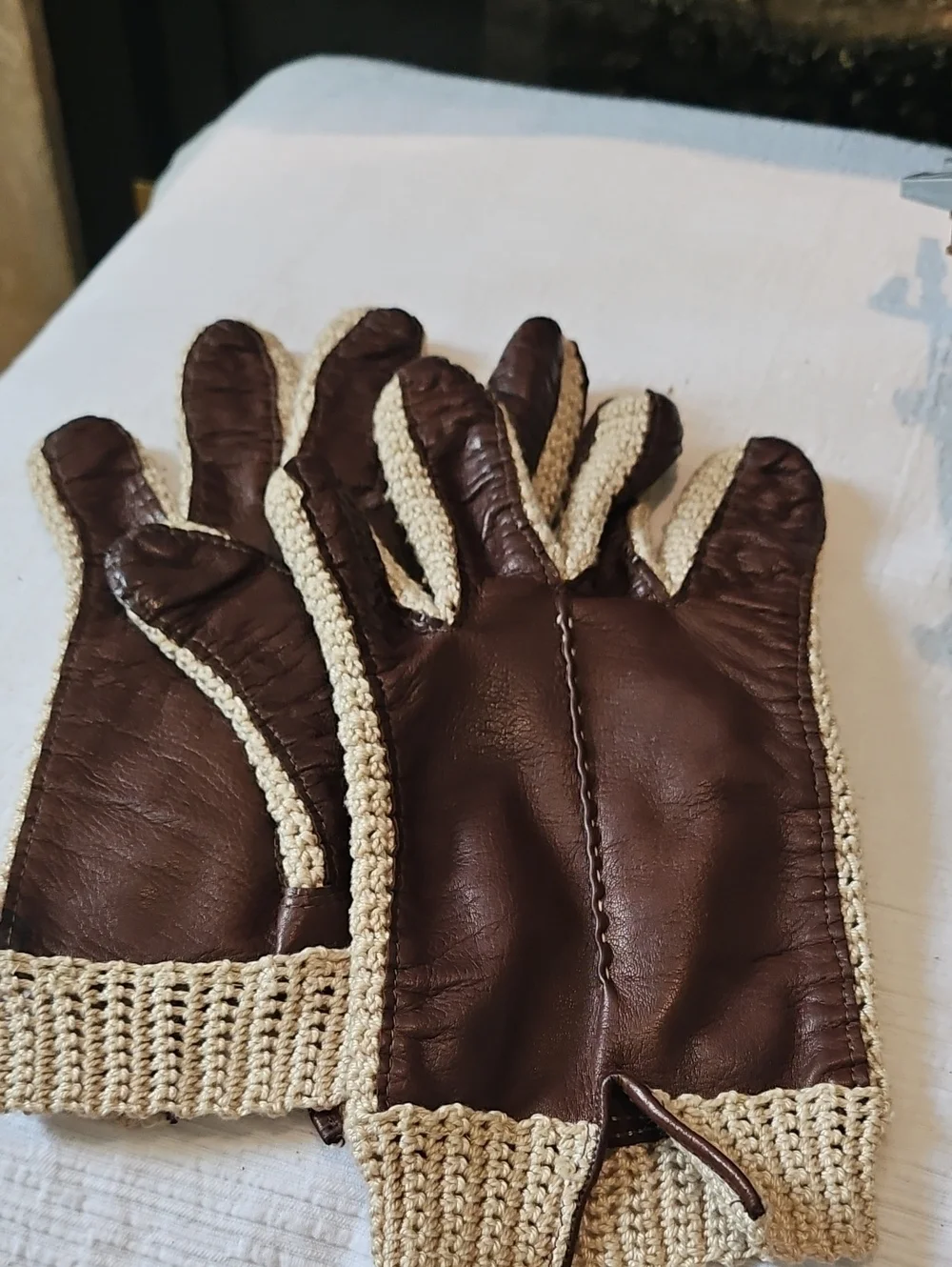 Madova Butter Leather And Knit Driving Gloves Size 7 1/2